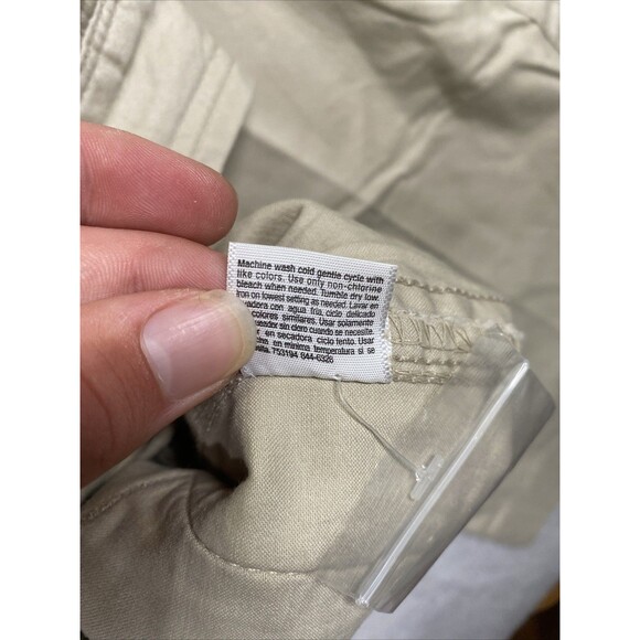 New St. Johns Bay Cargo Pants Roll up Tab Hem Size 14 Khaki Tan Stretch Outdoors - Picture 8 of 9